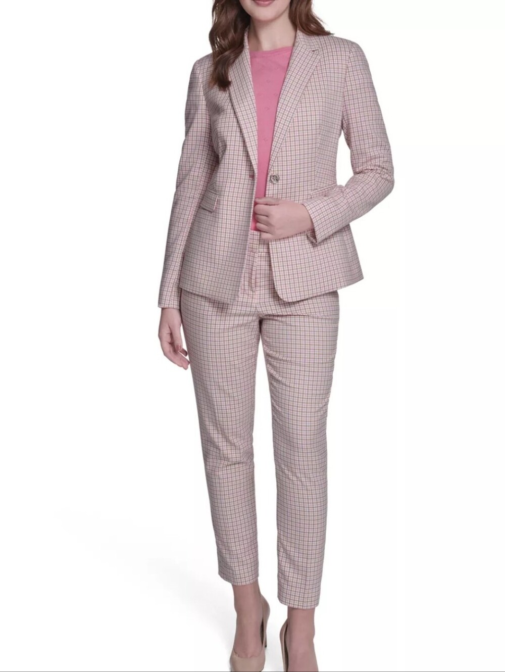 Tommy Hilfiger Pink Check Blazer and Pants Suit